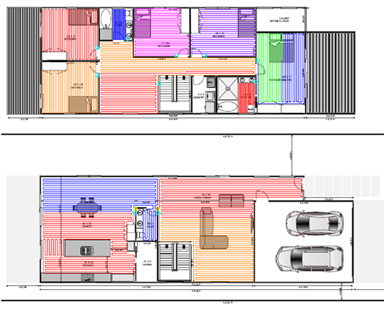 Heated floor with cutout showing heat cable and thin set.